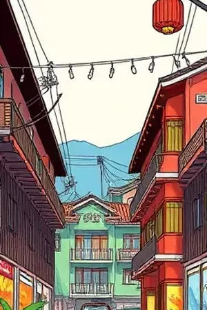 墨色江湖漫画封面，水墨山峦与侠客